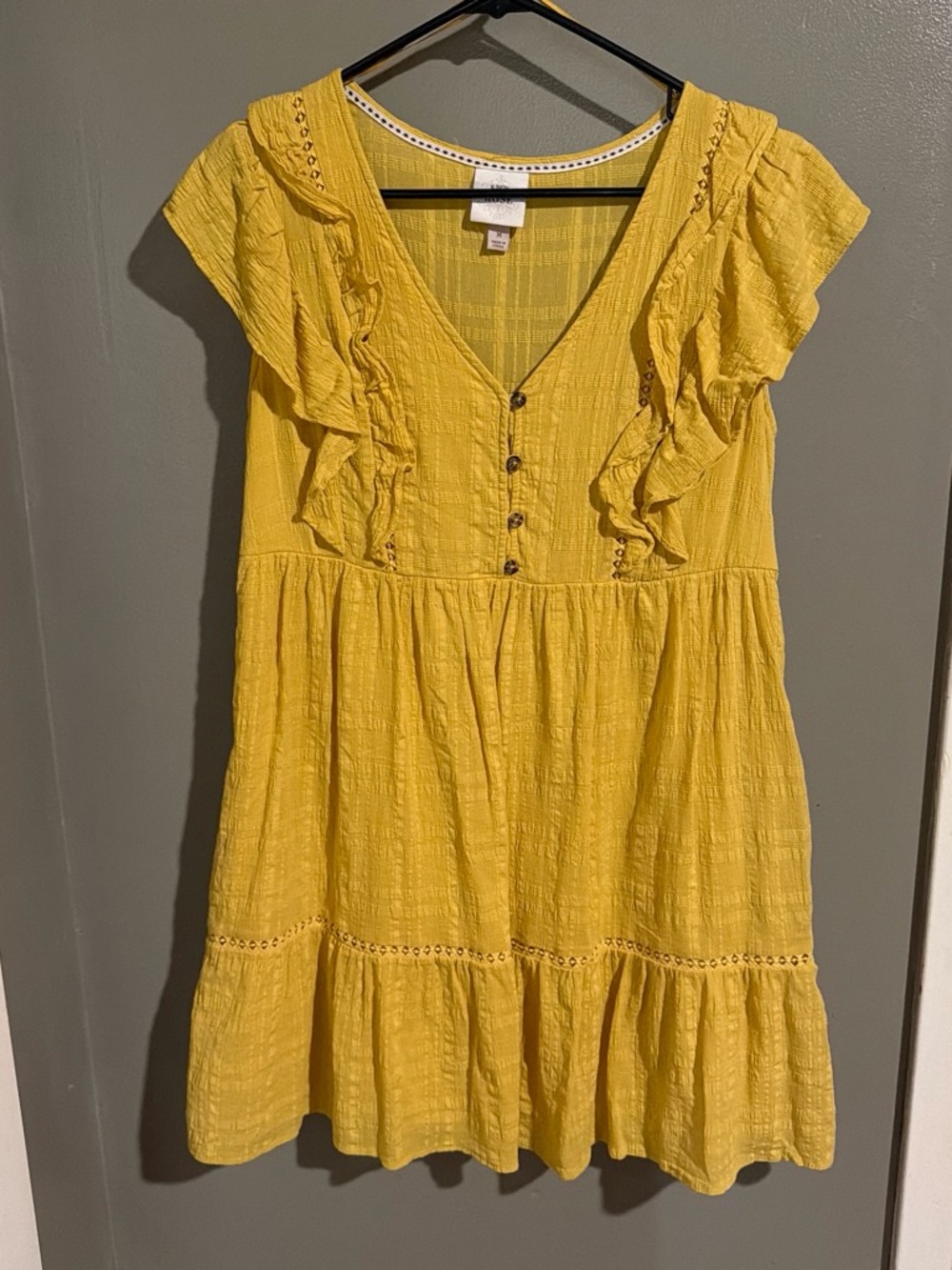 Knox Rose Yellow Ruffled Button-Front Sundress